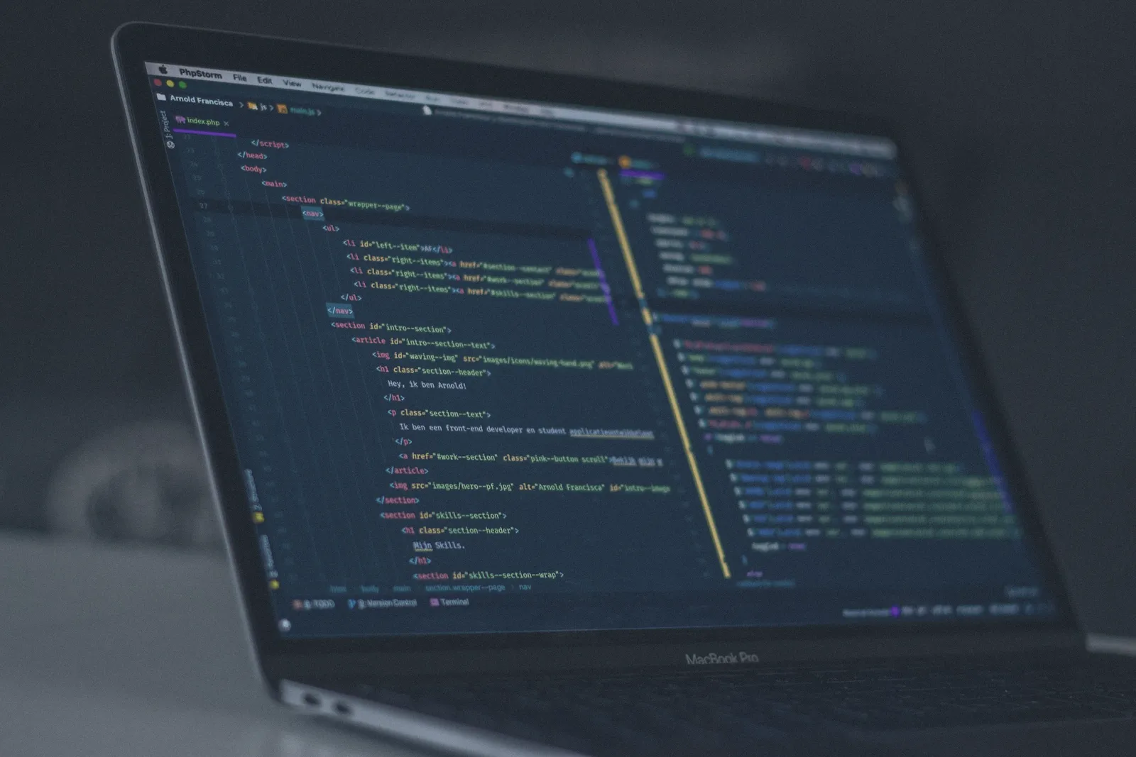 Laptop with code on screen
