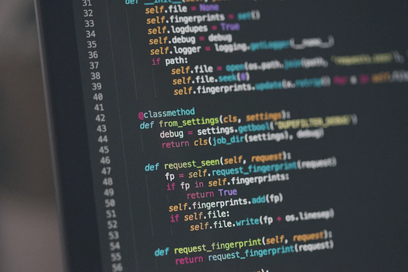 Python code on a screen